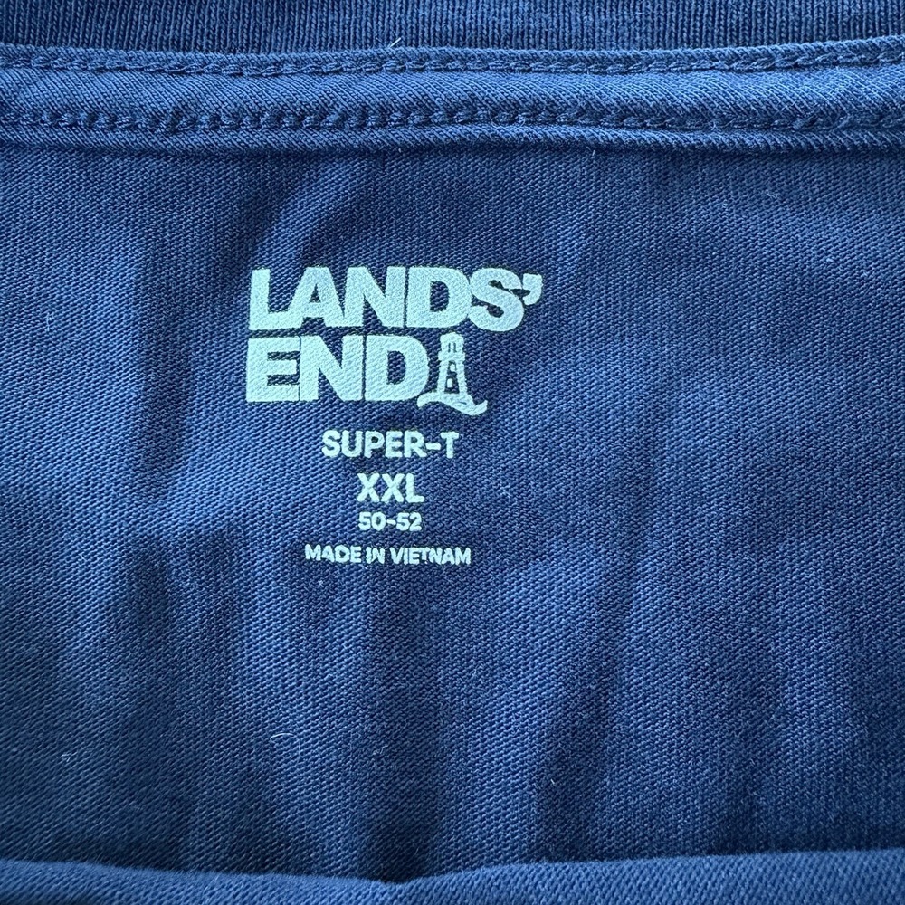 Lands End Super-T Long Sleeve T Shirt Lot 2 Mens XXL Blue Navy Cotton Casual - Picture 6 of 10